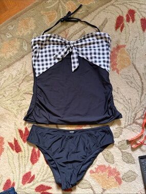 Black retro swim tankini set
